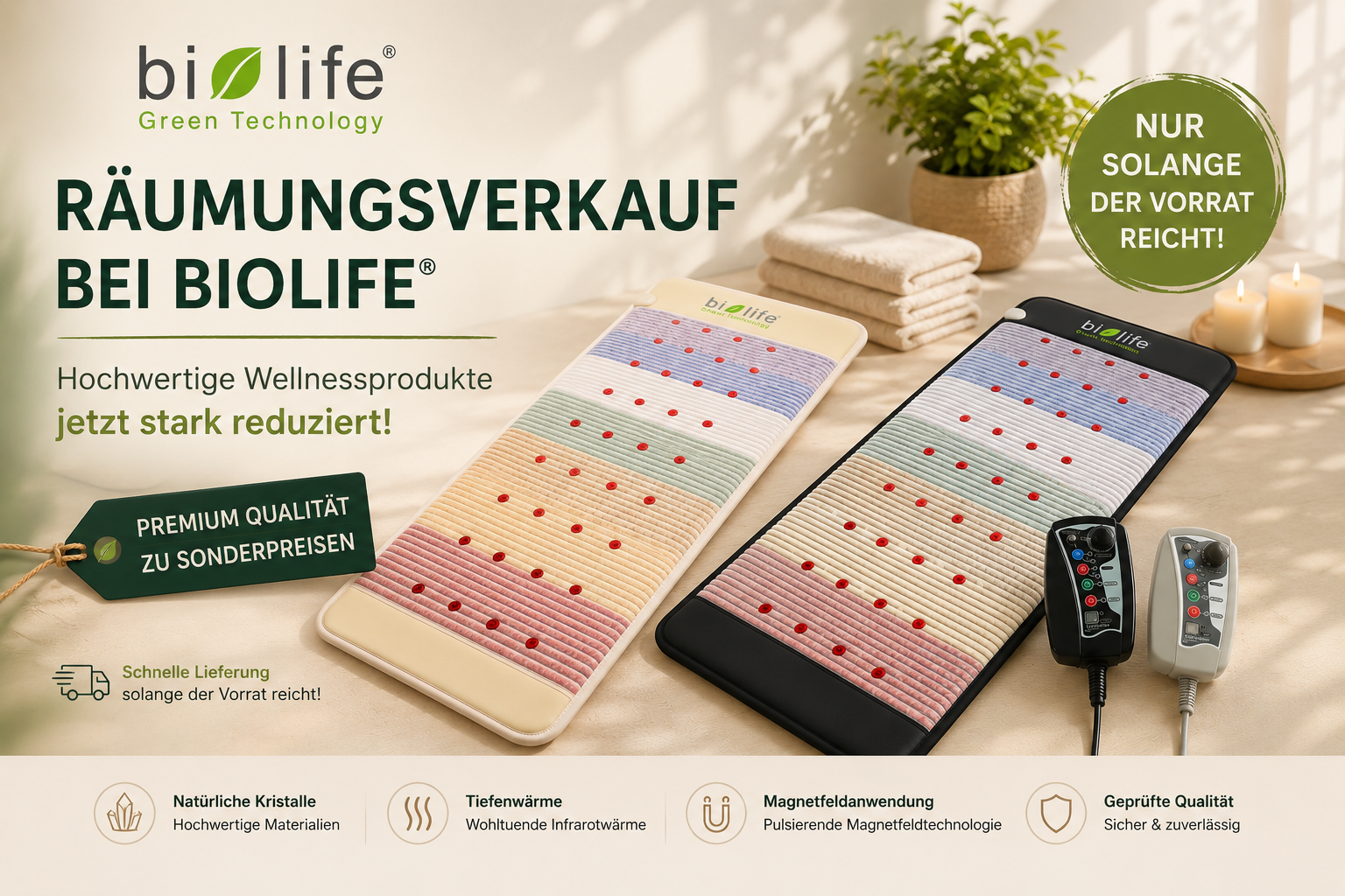 Premium Kristallmatten im Räumungsverkauf – hochwertige Wellnessprodukte jetzt stark reduziert
