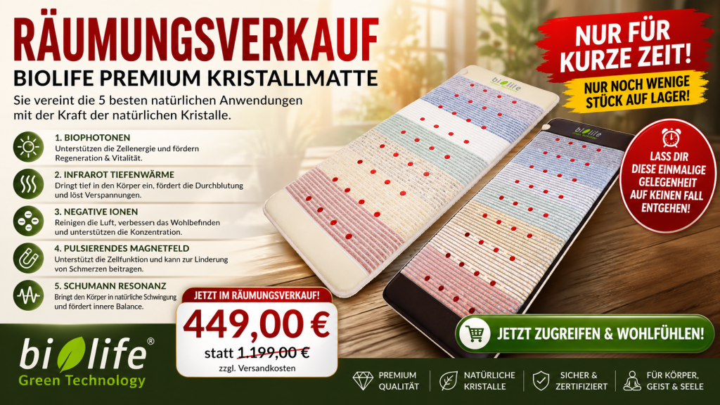 Biolife® Premium Kristallmatte Hier geht es um den großen Lagerverkauf bei Biolife® und die damit verbundenen unschlagbaren Preise.