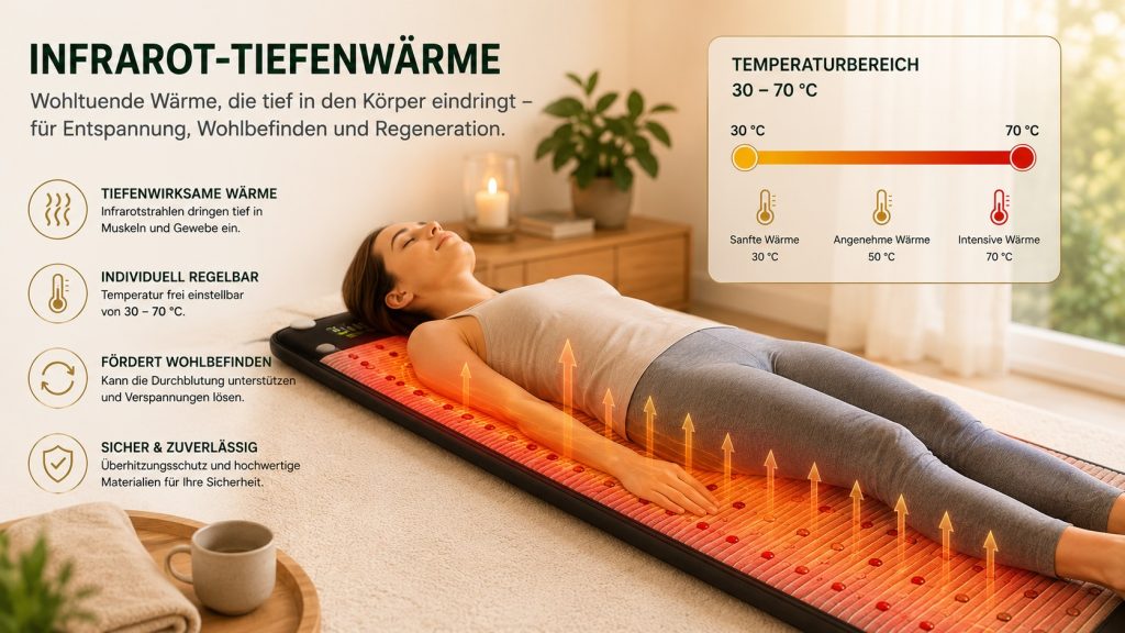 Tiefenwärme einer Kristallmatte zur wohltuenden Wärmeanwendung