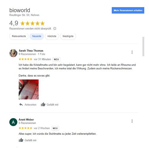 Unsere Bewertungen auf Google