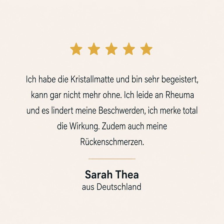 5 Sterne für unsere Biolife® Premium Kristallmatte von einer Kundin auf Google