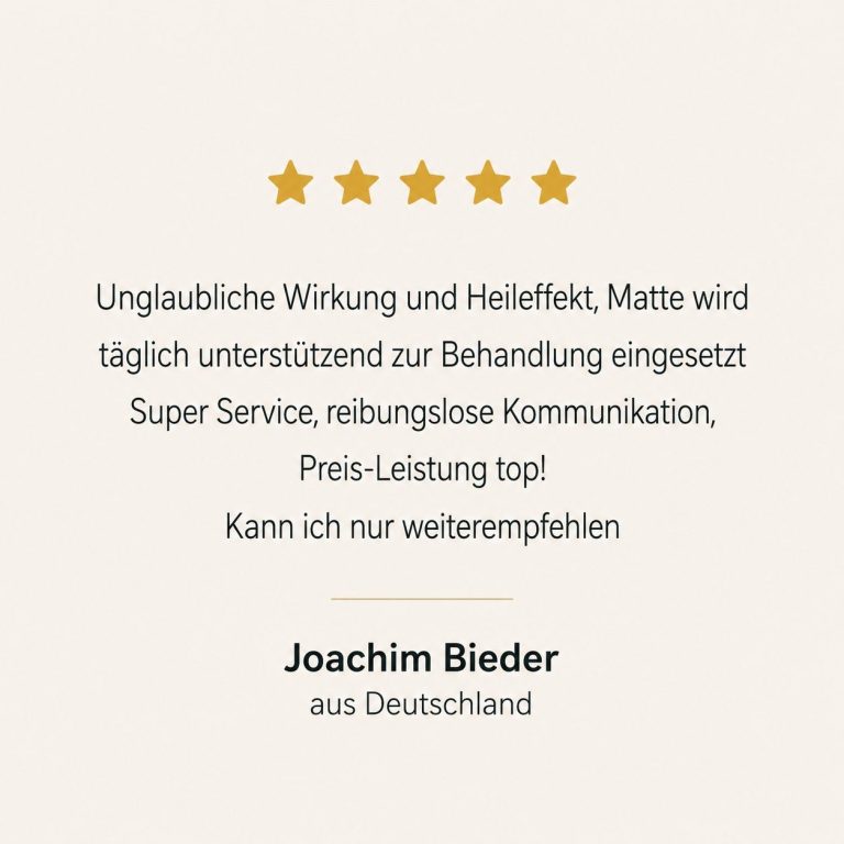Echte Kunden bewerten unsere Biolife® Kristallmatte mit 5 Sternen